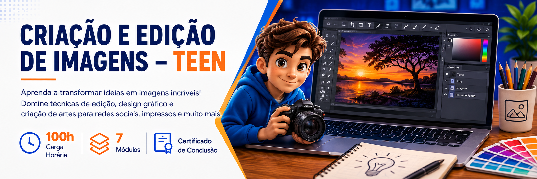 Banner do curso Criação e Edição de Imagens – Teen